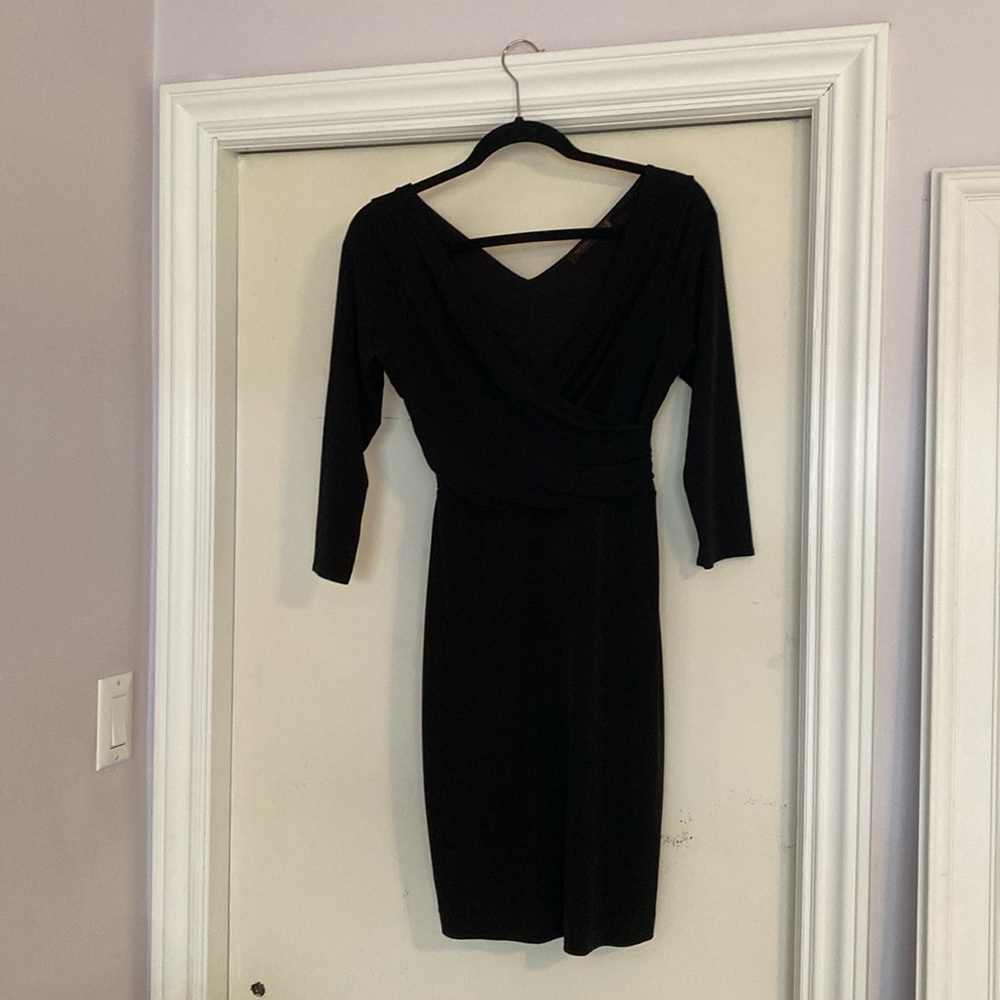 The Limited Black V Neck Dress 3/4 Length Sleeve Knee Length Size XS